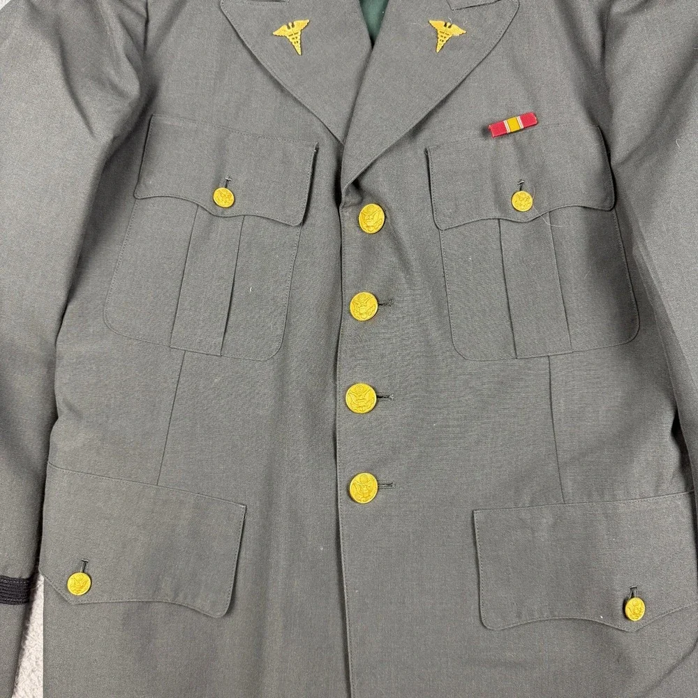 Vintage US Army Service Dress Jacket Mens 42L Tunic Major Engineers Patch